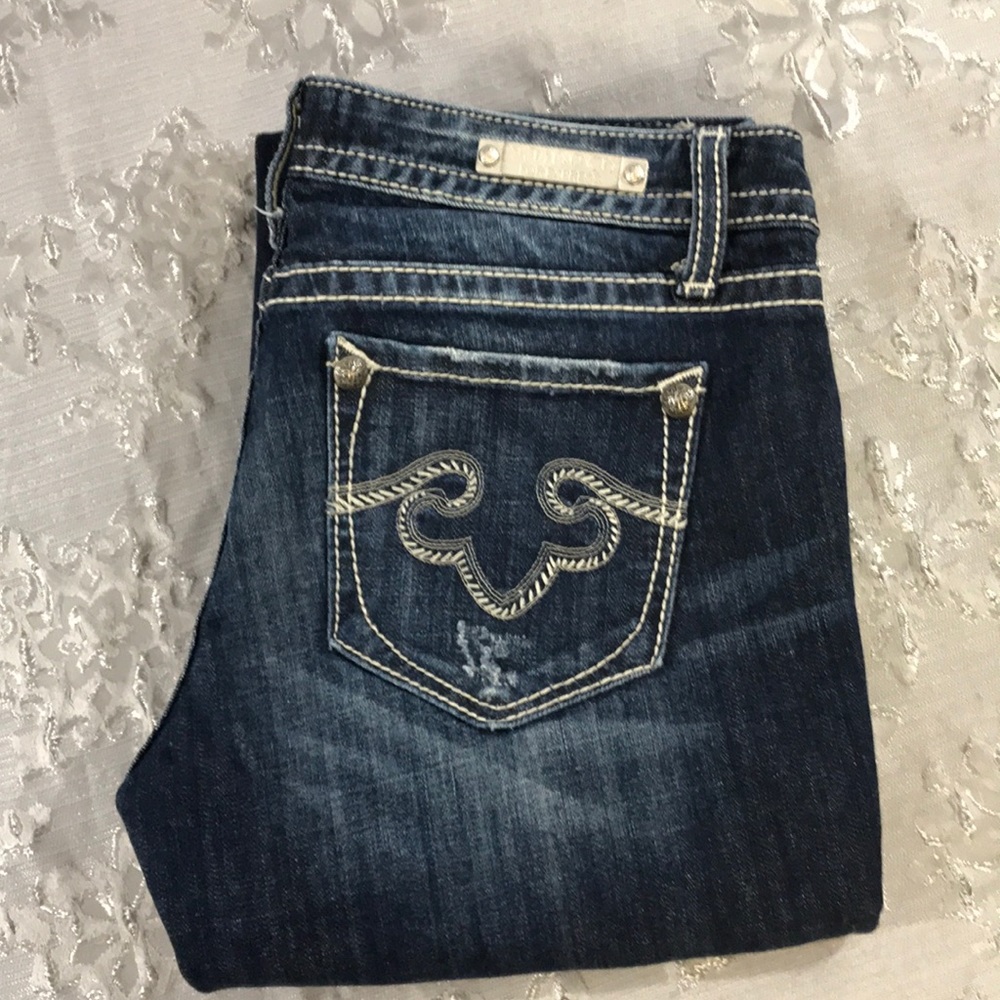 ReRock 5 pocket, distressed, Boot cut, Size 6S